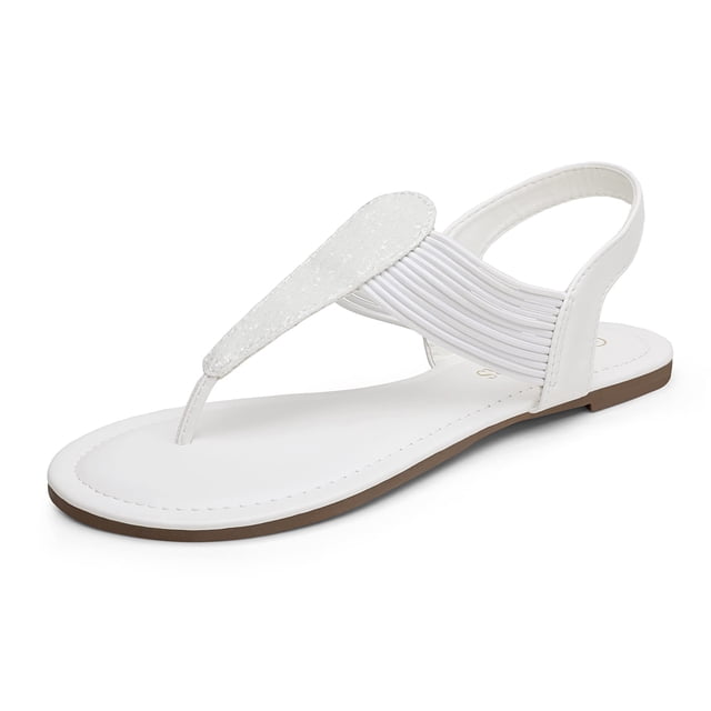 Sandalia DREAM PAIRS Gladiadora con Tiras y Brillos Blanca Talla 6.5