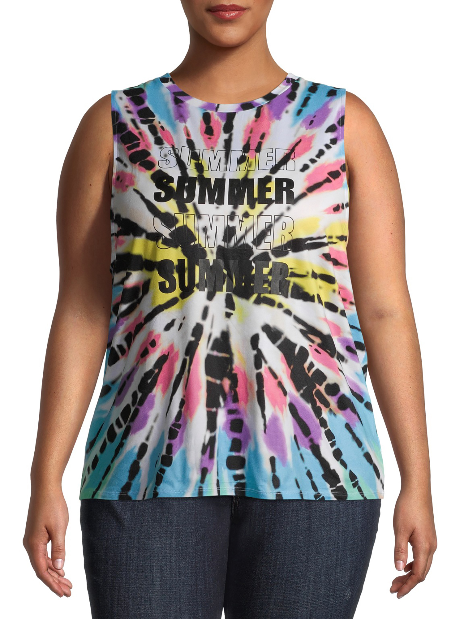 Juniors' Plus Size Tie Dye Muscle Tank 