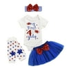Infant Baby Girls 4th of July Bodysuit Romper and Skirts with Headband Warmer Baby Girls USA Flag Independence Day Clothes Set