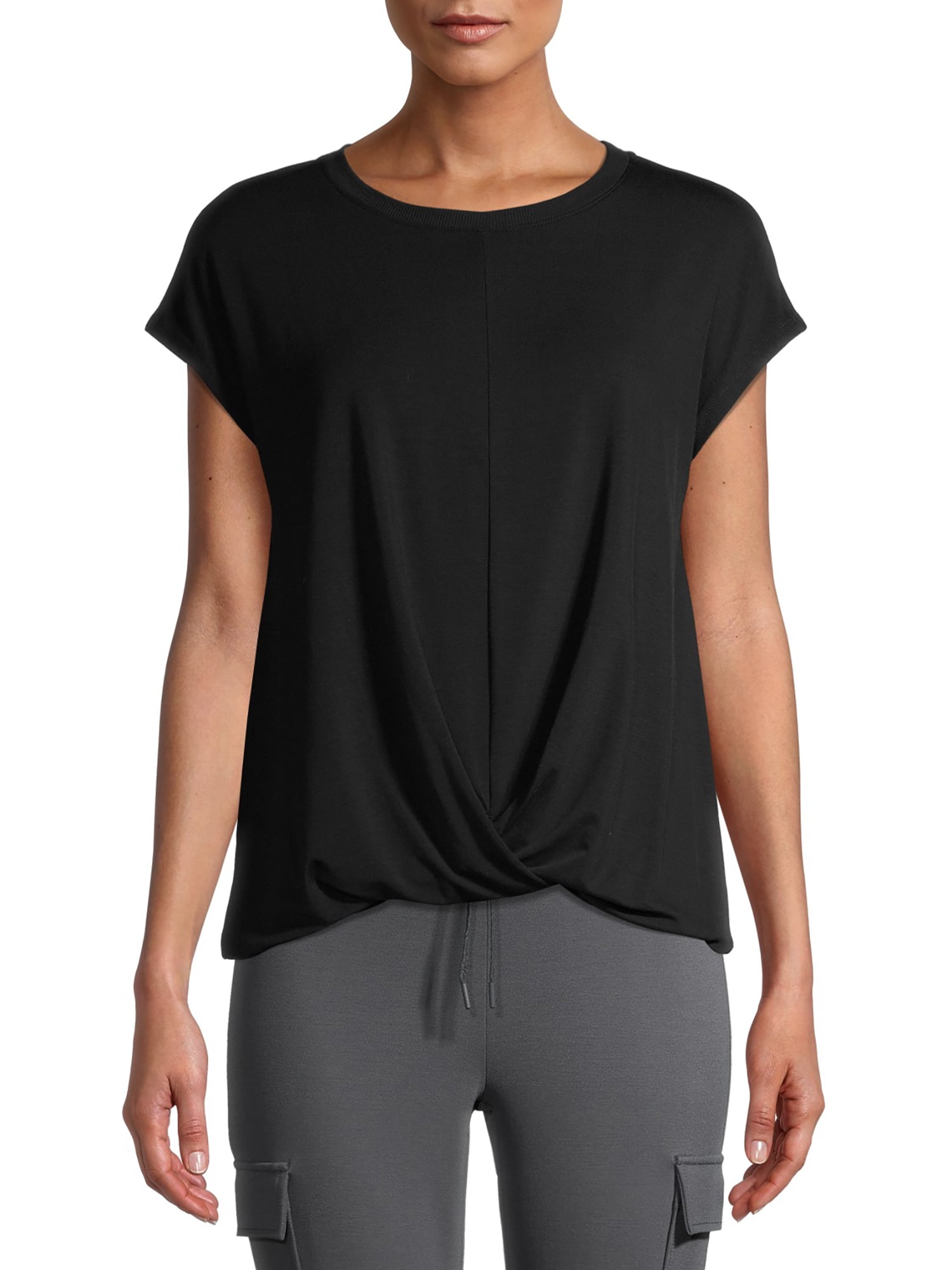 Time and Tru Women's Short Sleeve Twist T-Shirt - Walmart.com
