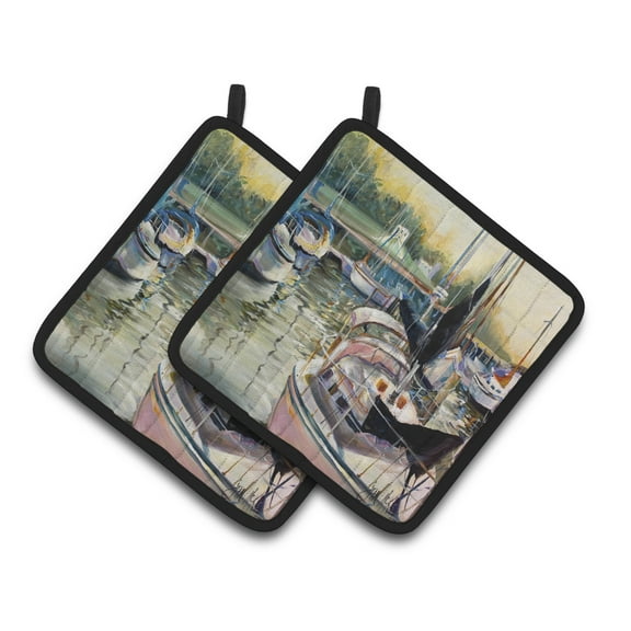 Black Sails Sailboats Pair of Pot Holders