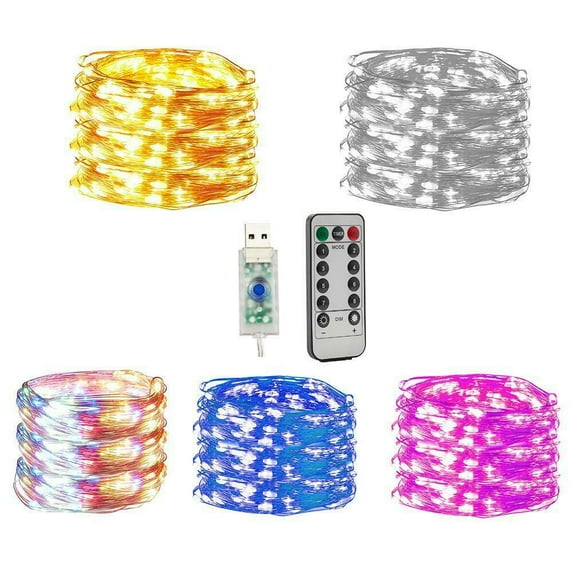 5M 50LEDs String Lights Silver Wire Garland Powered by USB Fairy light Home Christmas Wedding Party Decoration(Warm White)