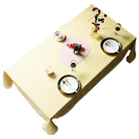 

Tablecloths For Rectangle Tables Thick Solid Color Tablecloth With Tassel Washable Resuable Stain Resistant Table Covers For Home Kitchen Dining Banquet-Yellow-120x120cm(47x47 )