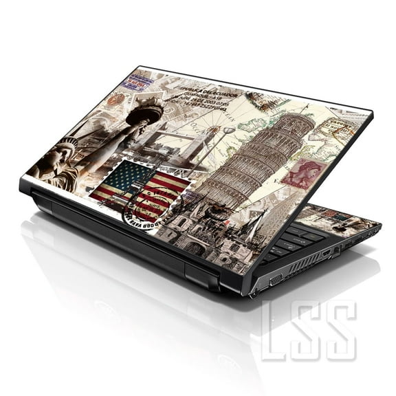LSS 15.6" Laptop Notebook Skin Sticker Cover Art Decal for Hp Dell Lenovo Apple Asus Acer Fits 13.3" 14" 15.6" 16" - World Landmarks