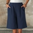 thumbnail image 4 of Arlun Womens High Waist Baggy Shorts Linen Loose Fit Five Point Pants with Pockets Solid Color Wide Leg Summer Shorts 2026 Beach Vacation Thin Breathable Bottoms Navy L, 4 of 6