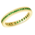 thumbnail image 2 of AFFY Round Cut Simulated Green Emerald Full Eternity Wedding Band Ring In 14k Yellow Gold (0.75 cttw)With Ring Size:-4.5, 2 of 2