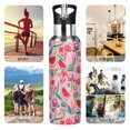 thumbnail image 7 of Yayeee 20oz Insulated Water Bottle Double Wall Stainless Steel with Flip Straw Lid, Pink Tropical Pattern, 7 of 7