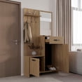 thumbnail image 2 of Depot E-Shop Olpe Hall Tree, 2 Doors, 1 Drawer, 1 Shelf, 1 Mirror, Natural Oak, 2 of 7