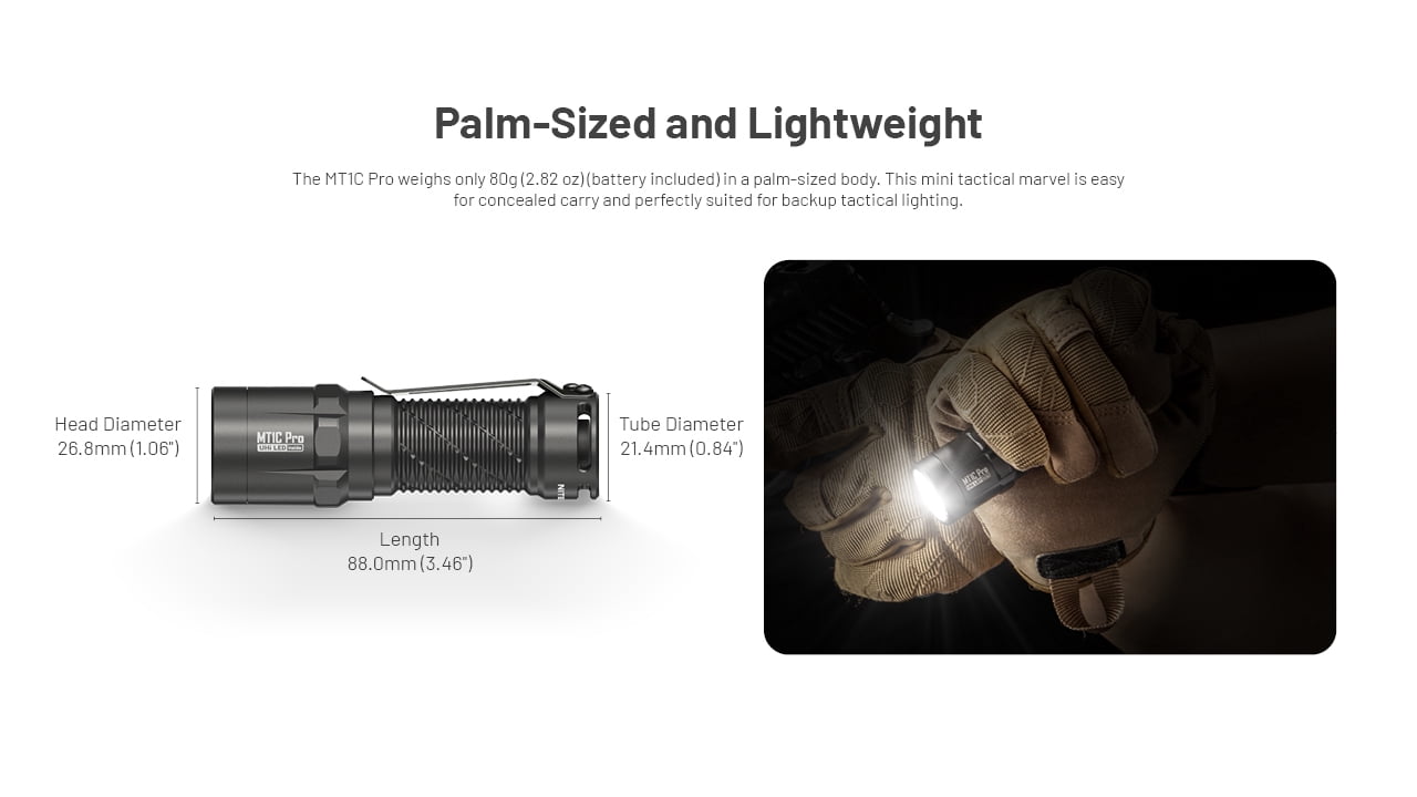 Nitecore MT1C Pro 1000 Lumen Rechargeable EDC Flashlight + Nitecore Sticker