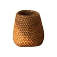 thumbnail image 2 of Woven Rattan Circular Pen Holder | Multifunctional Desktop Organizer | Natural Texture Office Desk Storage | Holds Pens Clips Notes | 10x8x8cm Brown | 1 Pack, 2 of 6