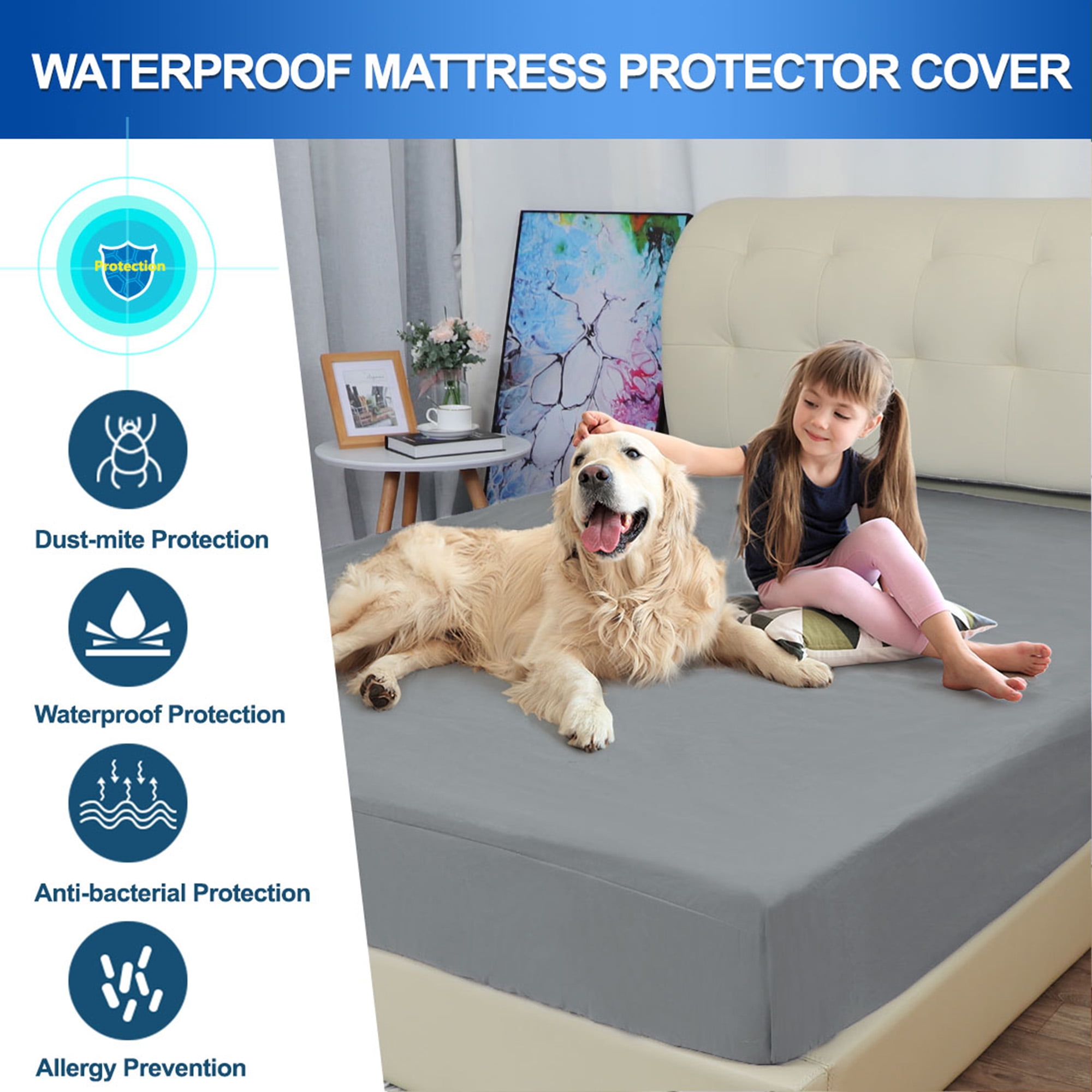 Mattress Protector Sheet Cover Single Double or King Size Fitted Water Resistant 