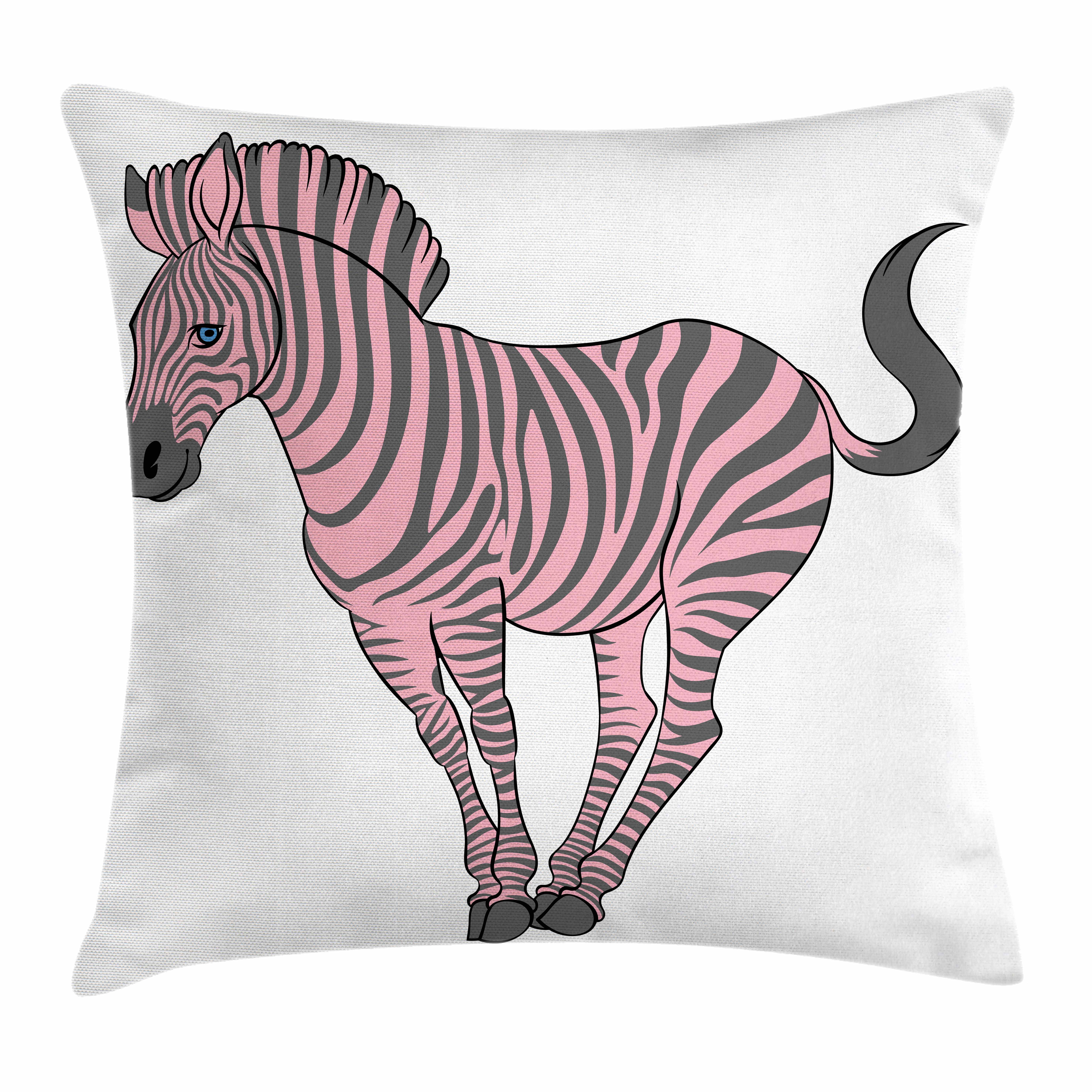 Pink Zebra Throw Pillow Cushion Cover Naturalistic Baby Zebra In