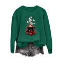 thumbnail image 4 of CLOISE Sweatshirts for Women Graphic Halloween Fleece Lining Crew Neck Trendy Pullover Witch Long Sleeve Tops Fall Winter Slim Clothing for Daily Wear Green 2XL, 4 of 5