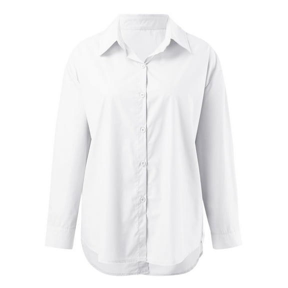 Gubotare Plus Size Blouses for Women Women Classic Plaid Shirts Button Down Shirts Oversized Blouses Tops (White,M)