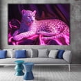thumbnail image 3 of Mudket Framed Pink Leopard on Purple Silk Canvas Wall Art, Glam Leopard Print Room Decor for Girls Bedroom, Trendy Animal Wall Art, Ready to Hang - 12"L x 8"W, 3 of 10