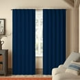 thumbnail image 2 of Kotton Culture Pinch Pleated Blackout Curtains for Traverse Rod Room Darkening Thermal Insulated Window Curtains for Sliding Door, Patio Door, Room Divider W(50"+50") L120 (2 Panels, Royal Blue), 2 of 8