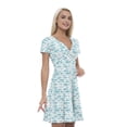 thumbnail image 1 of Women’s A Line Fish Summer Dress, Retro Triangle Arrangement, Cross Wrap V Neck, 6 Sizes, by Ambesonne, 1 of 2