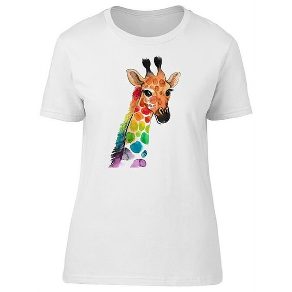 Rainbow Spots Giraffe T-Shirt Women -Image by Shutterstock, Female XX-Large