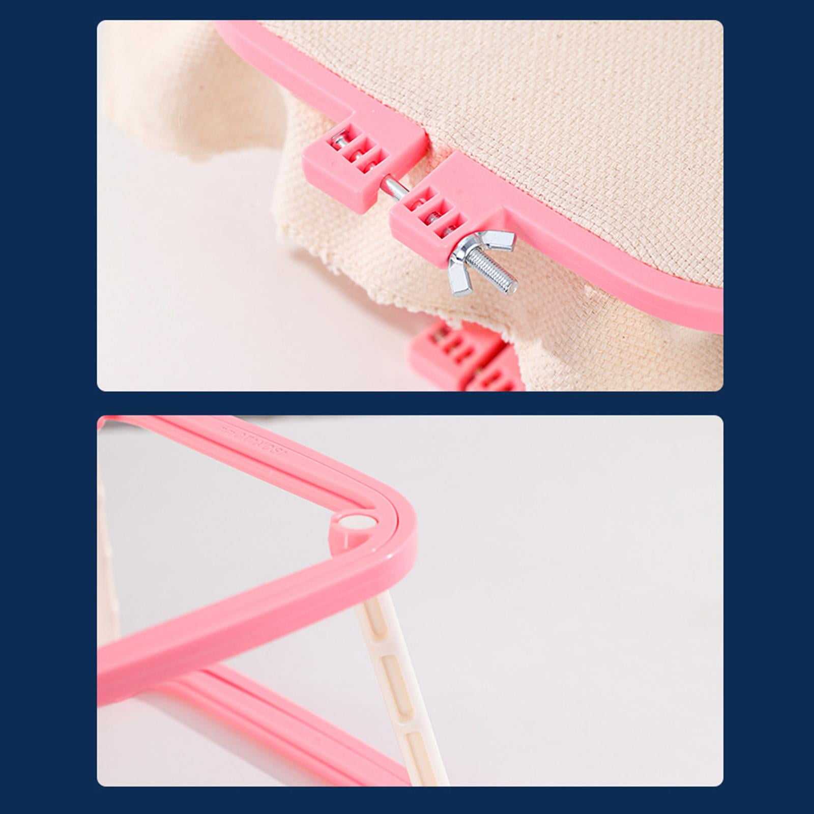 perfeclan Cross Stitch Rack Embroidery Frame Lap Stand Double Layer Art Crafts Stitching DIY Hands Embroidery Hoop Desktop red