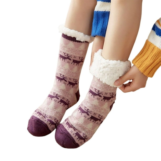sweethay 1 par de calcetines gruesos para frío, calcetines cómodos portátiles, medias de moda para dormir de noche, suministro para pies, sala de Medias Púrpura sweethay AP013521-04