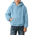 thumbnail image 7 of Lutiedan Boys Girls Sherpa Fleece Hoodie Kids Casual Fuzzy Sweatshirt Plush Winter Warm Hooded Pullover Tops Size 3-14,Sky Blue, 7 of 7