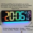 thumbnail image 1 of Rgb Large Digital Wall Clock 8 Colors Mood Light Temp Humidity Date 2 Alarm Table Clock Timing Countdown Alarm Clock, 1 of 8