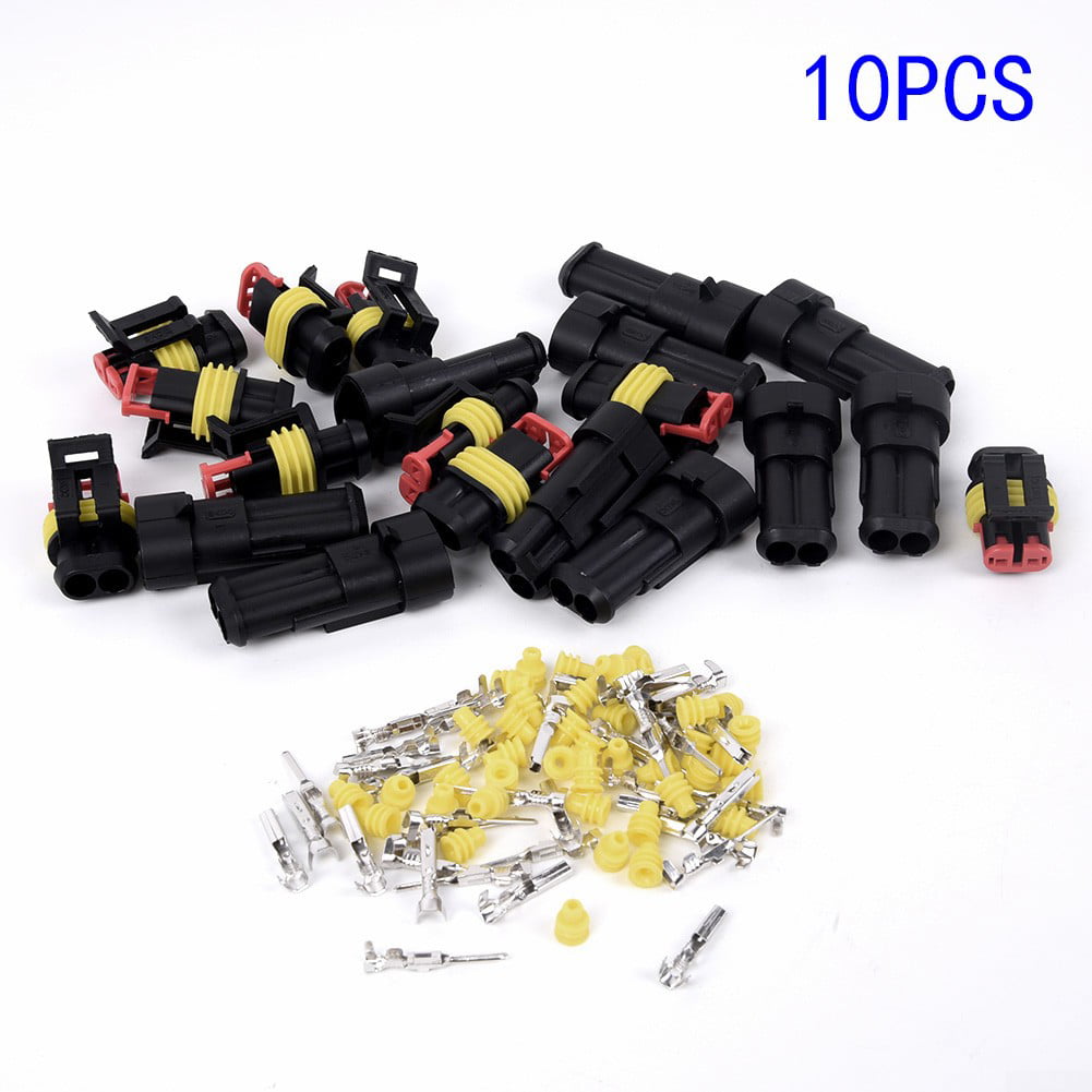 10 Set Two-Pin 2-Way Seal Car Waterproof Electrical Wire Superseal Connector 