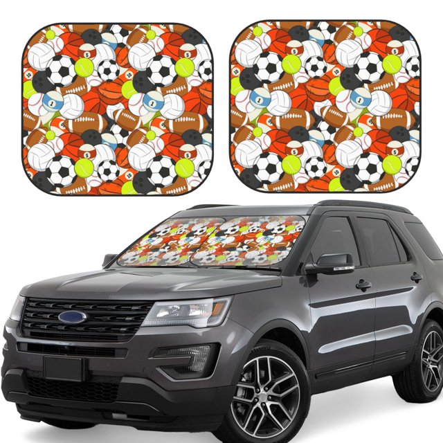 Wukai Colorful Balls Car Front Windshield Sun Shade,Sun Visor Shield Block Automotive Interior Protector Blocks UV Rays-Medium
