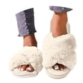 thumbnail image 4 of Winter Slippers for Women Memory Foam Open Toe Fluffy Shoes Fuzzy Indoor And Outdoor Slip On Soft Sole Home Slippers, 4 of 9