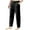 Black, variant on Diufon Men's Straight Leg Pants Cotton Linen Drawstring Waist Baggy Casual Versatile Trousers with Pockets