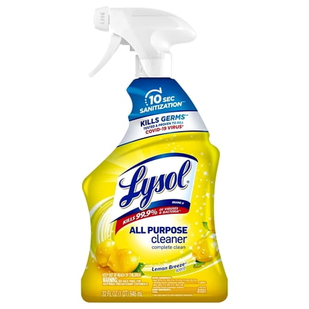 Lysol All-Purpose Cleaner, Sanitizing and Disinfecting Spray, To Clean and Deodorize, Lemon Breeze Scent, 32oz