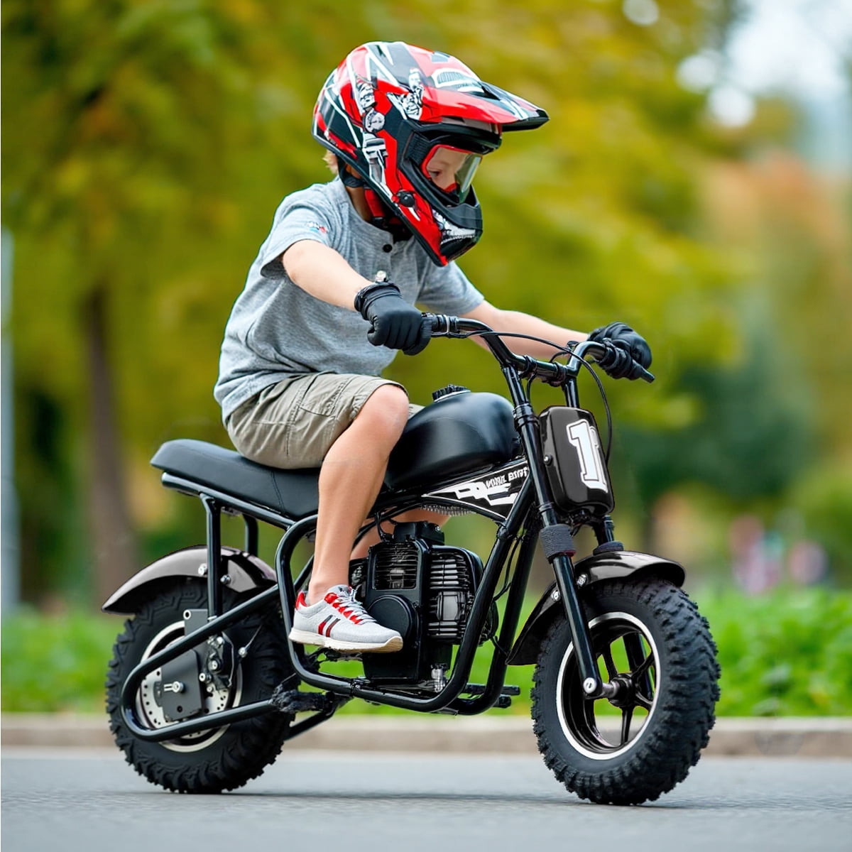 TOXOZERS Dirt Bike,50cc 2-Stroke Mini Bike for Age 8+,Kids Motor-cycle with 20 MPH Speed,180 lbs Capacity