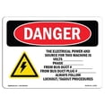 thumbnail image 1 of SignMission OS-DS-A-710-L-2431 7 x 10 Po Signe de Danger OSHA - l'Alimentation Électrique et la Source, 1 of 1