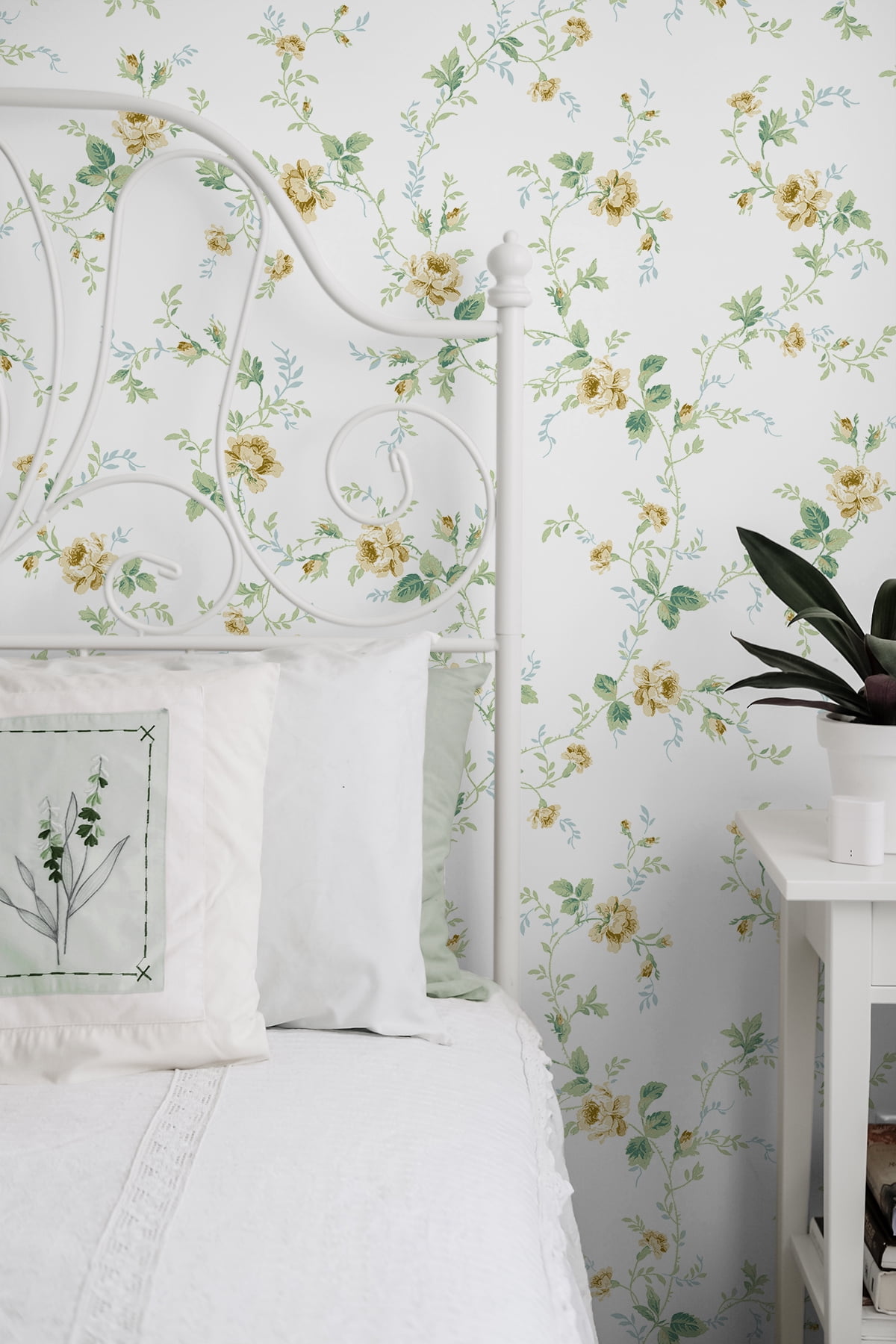 NextWall Wheatfield & Sage Blossom Floral Trail Peel and Stick Wallpaper