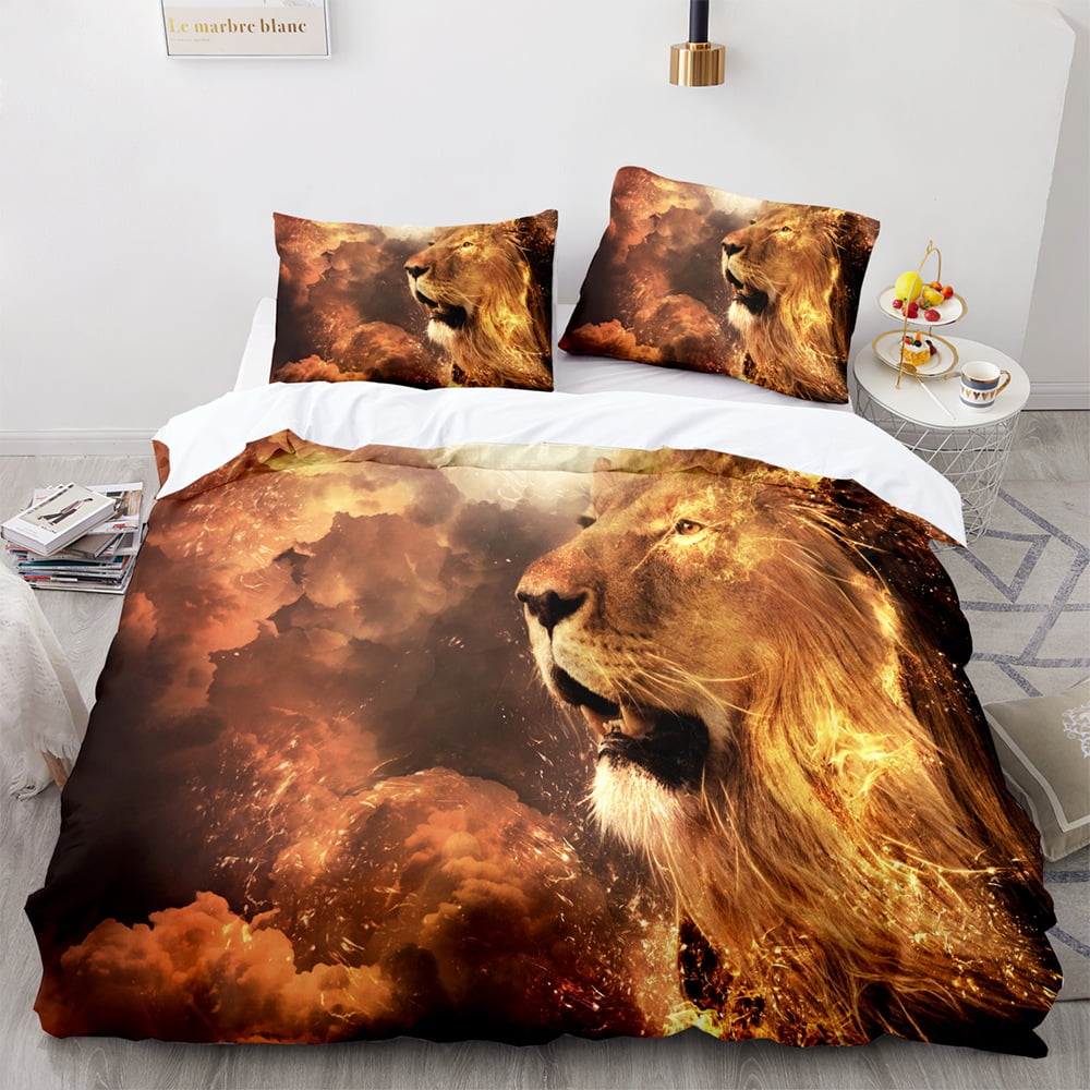 3D Animal Lion Tiger Print Bed Duvet Cover Set Twin Full Queen King