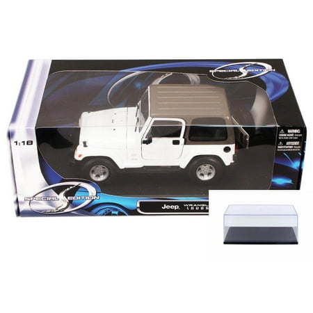 Diecast Car & Display Case Package - Jeep Wrangler Sahara, White - Maisto 31662 - 1/18 Scale Diecast Model Toy Car w/Display Case
