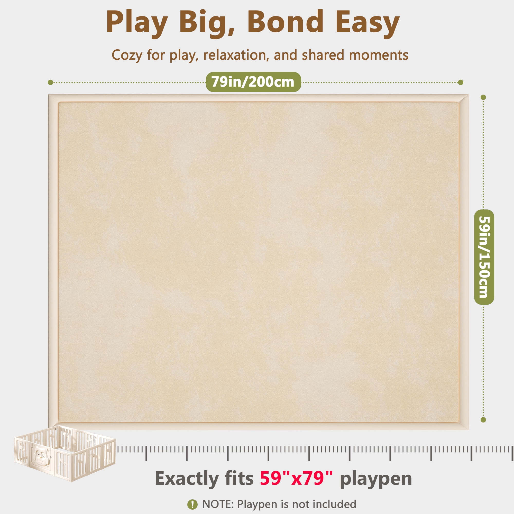 Baby Play Mat for Floor, 1.3'' Thick Memory Foam Tummy Time Mat - Super Soft Coral Velvet Nursery Rug with Non-Slip Backing, Crawling Rug for Toddlers/Infants, Yoga & Tatami Use, 59''x 79''