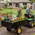 thumbnail image 4 of 750LBS 15CuFt Utility Dump Trailer, Heavy-Duty Steel Garden Cart, Removable Sides, Foot Pedal & Hand Pull, for ATV/UTV/Tractor, 4 of 7