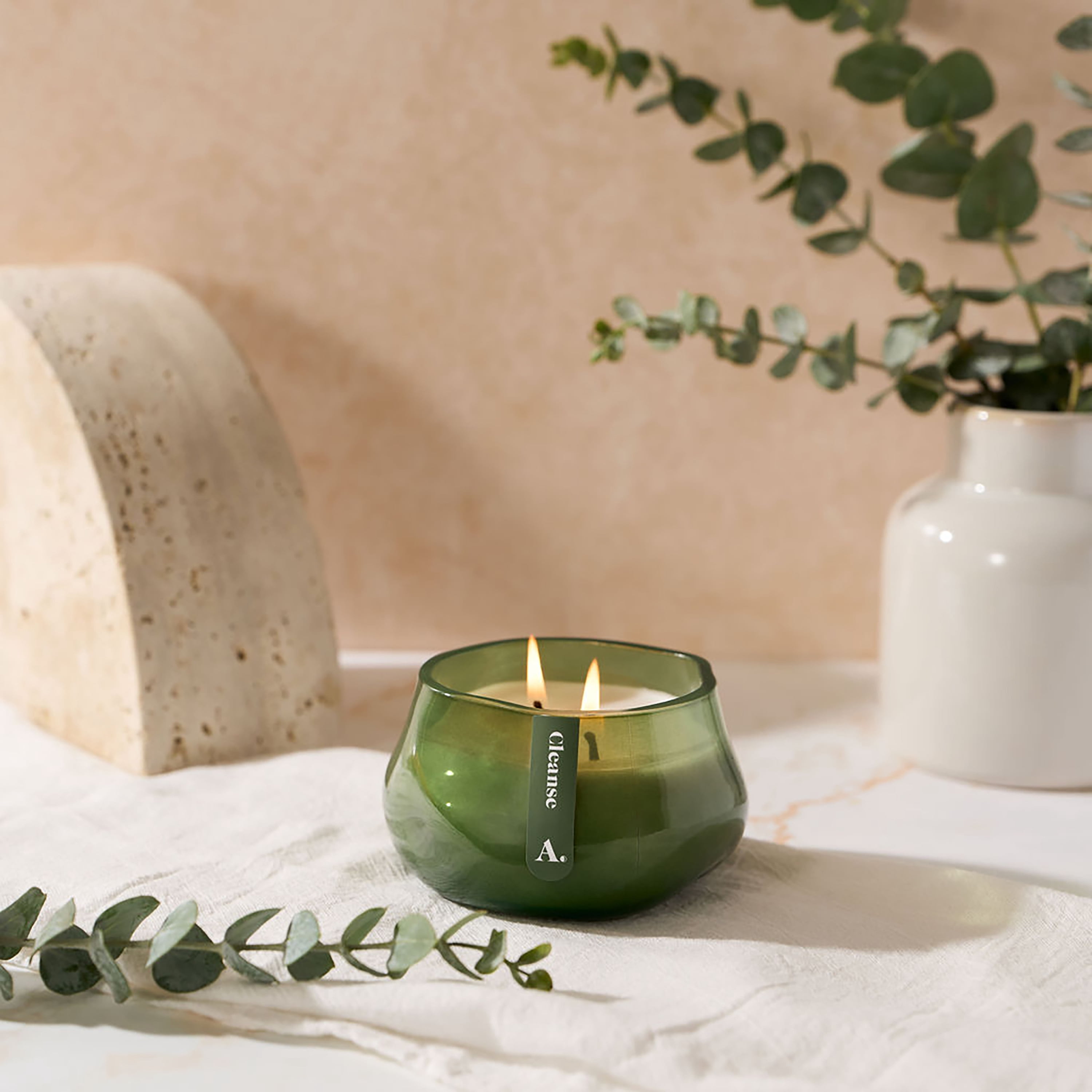 Allswell Cleanse (Fresh Orange + Sage Leaf + Sea Salt) Scented 1-Wick Organic Blown Jar Spa Candle 8oz.