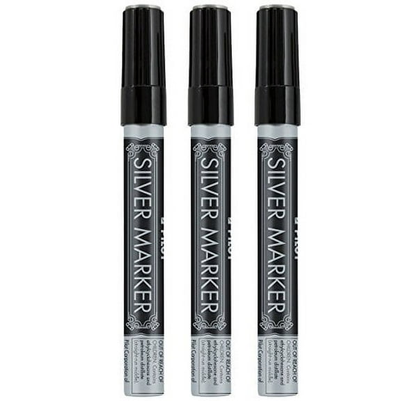 Pilot Silver Metallic Permanent Paint Marker, Medium Point, 3-PACK(41800)