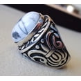 thumbnail image 3 of Howlite Mans Ring, Natural White Howlite Ring, Birthstone, Silver Jewelry, 925 Silver Ring, Birthday Gift, Heavy Mens Ring, Arabic Design, Ottoman Style Ring, Christmas, Turkey Mens Signet Ring, 3 of 6