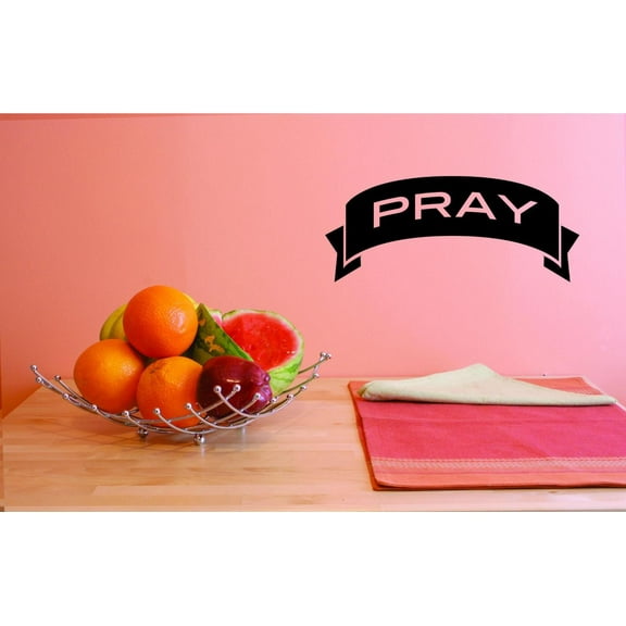 Decal - Peel & Stick Wall Sticker : Pray Text Lettering Quote Bedroom Living Room Home Decor Picture Art Size :16 Inches x 40 Inches