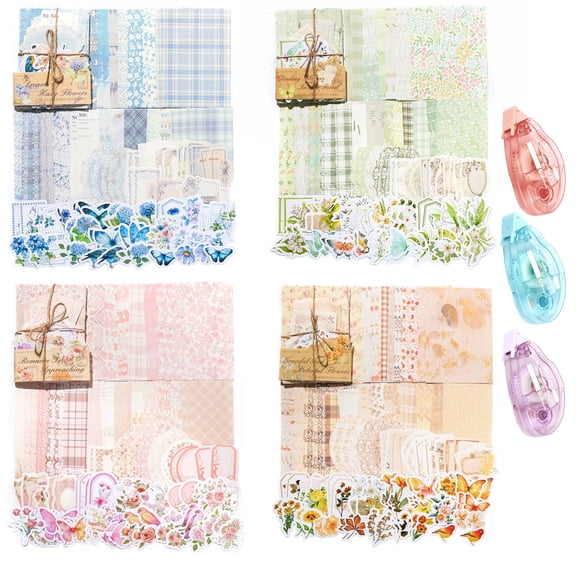 Scrapbook Supplies Kit Vintage Floral Scrapbook Paper and Junk Journal Stickers Journaling Supplies for Craft Present Wrapping Card Making