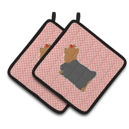 

Carolines Treasures BB3634PTHD Yorkshire Terrier Yorkie Checkerboard Pink Pair of Pot Holders 7.5HX7.5W multicolor