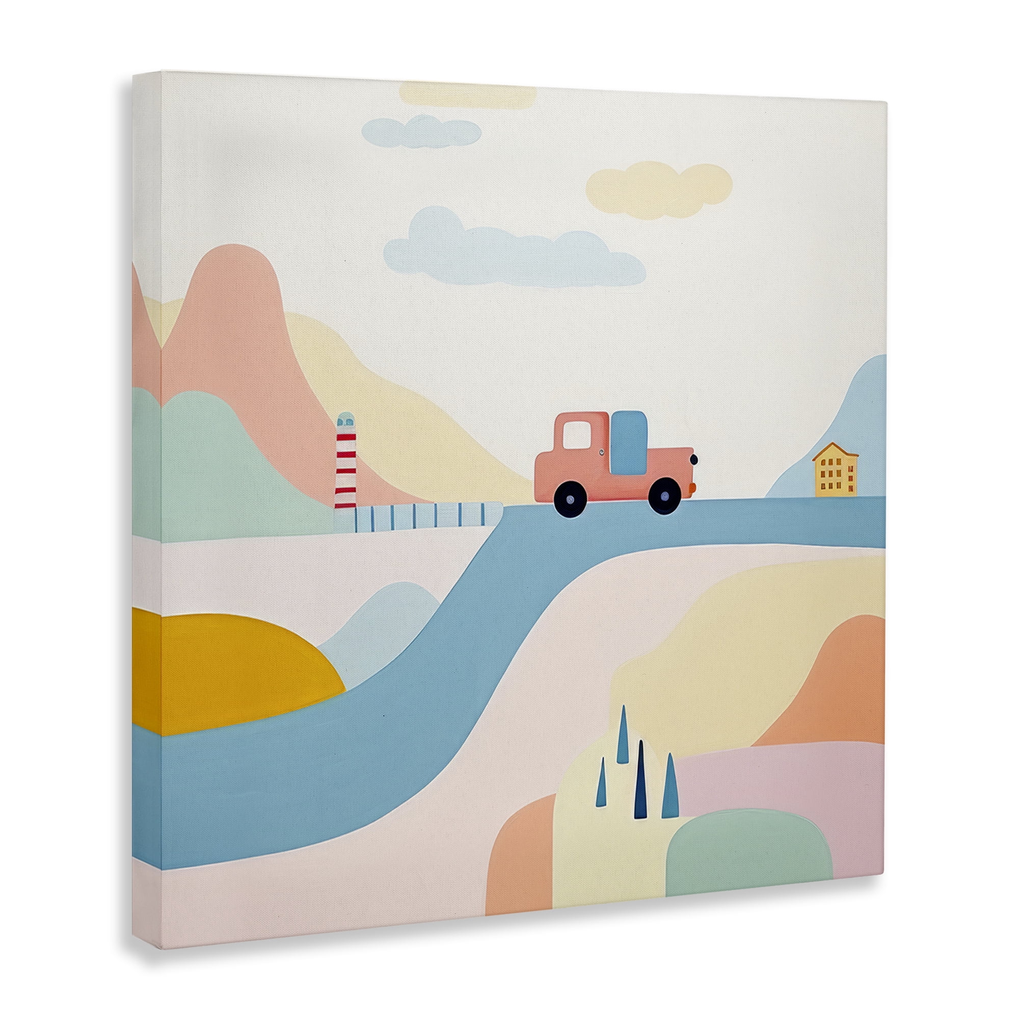 Stupell Industries Pastel Landscape Scene Landscape Painting Gallery Wrapped Canvas Art Print Wall Art, 17 x 17