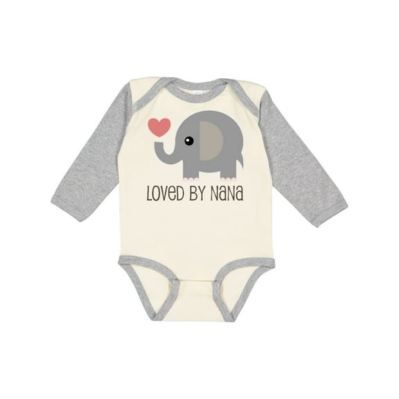 Inktastic Loved by Nana Grandchild Elephant Boys or Girls Long Sleeve Baby Bodysuit