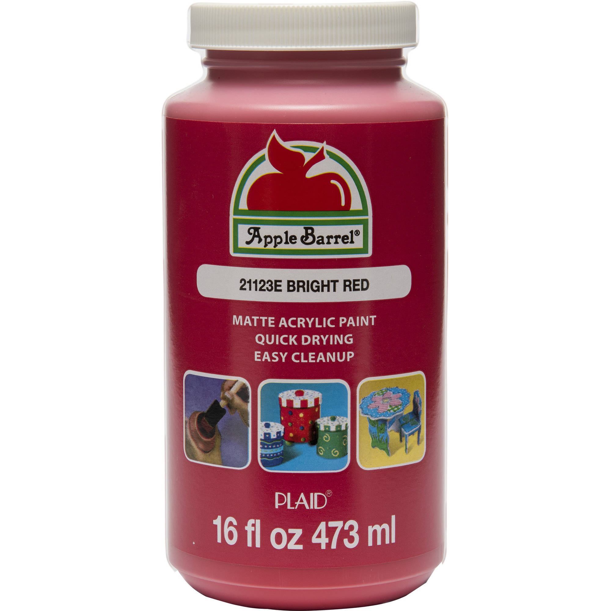 Apple Barrel 21123E Acrylic Craft Paint, Matte Finish, Bright Red, 16