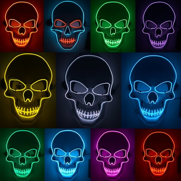 Tagital LED Scary Skull Halloween Mask Costume Cosplay EL Wire Light Up Halloween Party