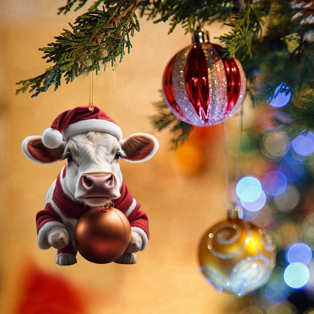 Fiudx Colgante de Cerdo Navideño, Diseño Plano de Acrílico, Adorno Festivo para Árbol, Decoración Llamativa, Opciones de Exhibición Versátiles, Decoración Navideña para El Hogar, Cuerda Dorada, Tamañ