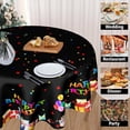 thumbnail image 4 of Happy Birthday Round Tablecloth 60 Inch Vibrant Colorful Decorative Table Cloth Waterproof Resistant Bithday Gifts Tablecloths Decorative Black for Birthday Home Party Outdoor Patio Picnic, 4 of 6